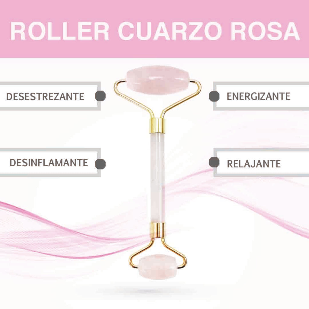 Rodillo facial de Cuarzo Rosa - www.lavanda.cat